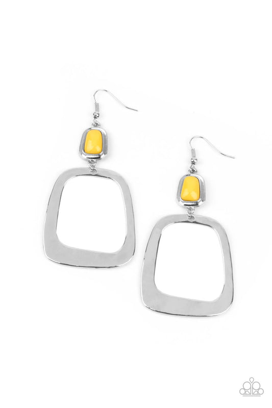 Material Girl Mod Yellow Earring Paparazzi E0031