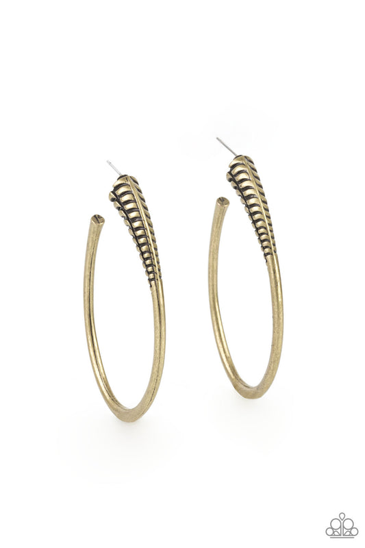 Fully Loaded - Brass Hoop Earring Paparazzi E0362