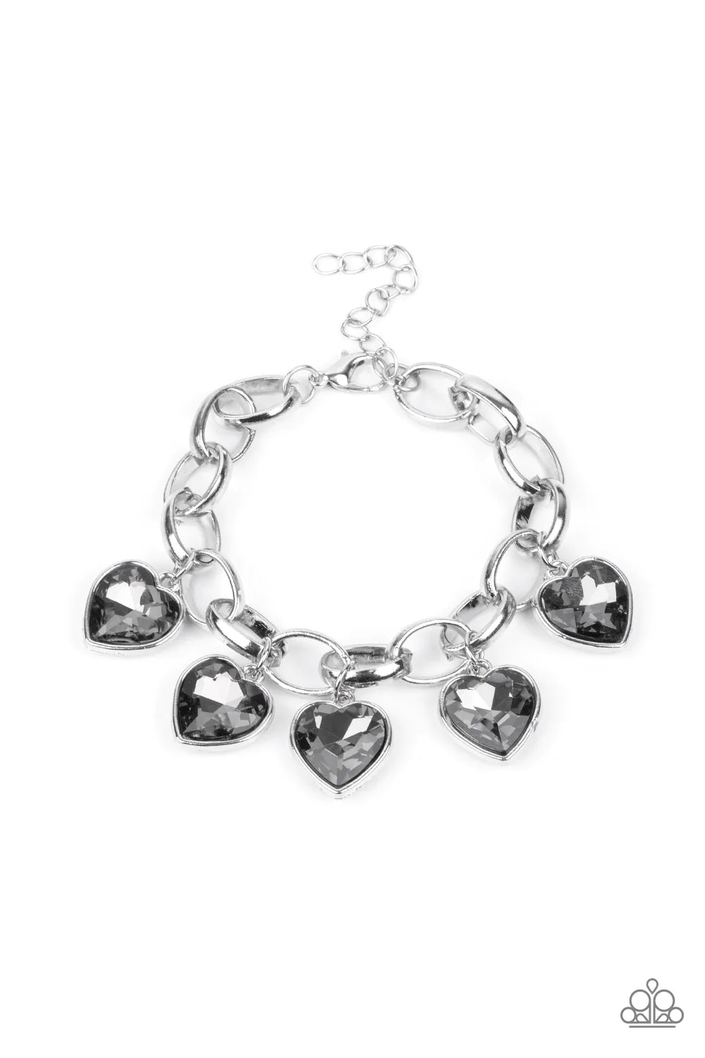 Candy Heart Charmer Silver Heart Gem Charm Bracelet Paparazzi B0930