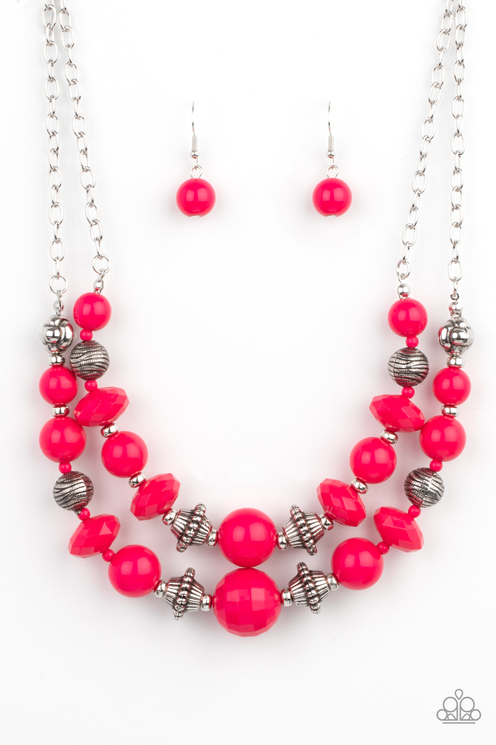 Upscale Chic - Pink Raspberry Sorbet Bead Necklace Paparazzi N0359