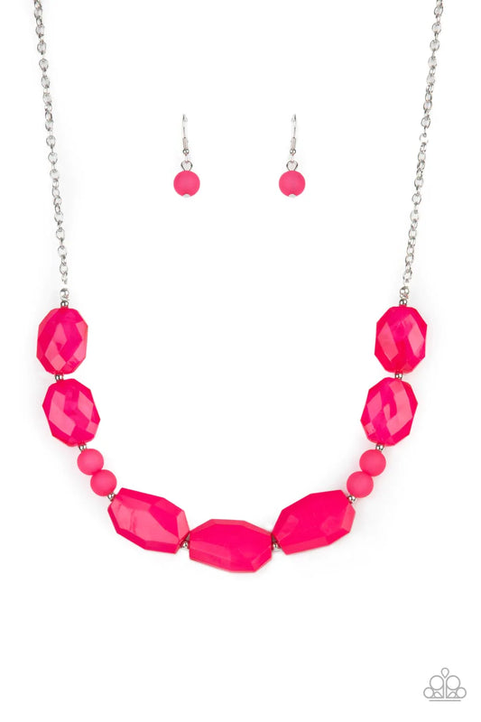 Melrose melody Pink Raspberry Sorbet Bead Necklace Paparazzi N1090