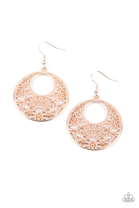 Vineyard Romance - Rose Gold Earring Paparazzi E0397