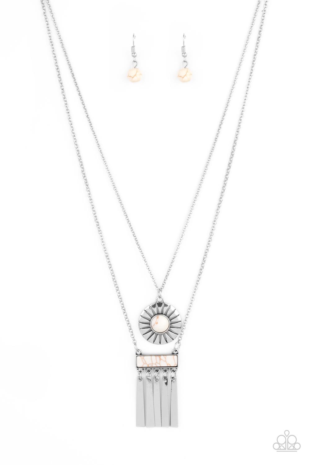 Sunburst Rustica - White Stone Santa Fe Style Layered Necklace Paparazzi N1541