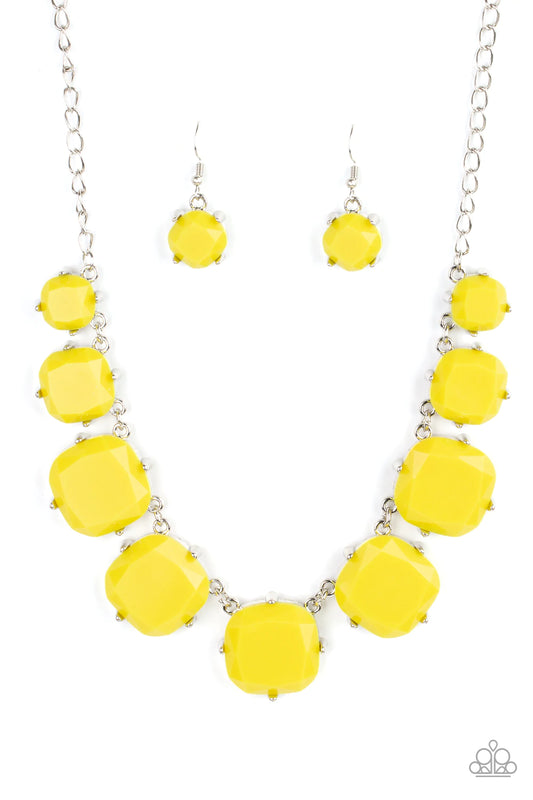 Prismatic Prima Donna Yellow Silver Necklace Paparazzi N0911