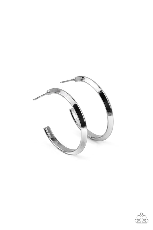 On The Brink - Black Gunmetal Hoop Earring Paparazzi E0192