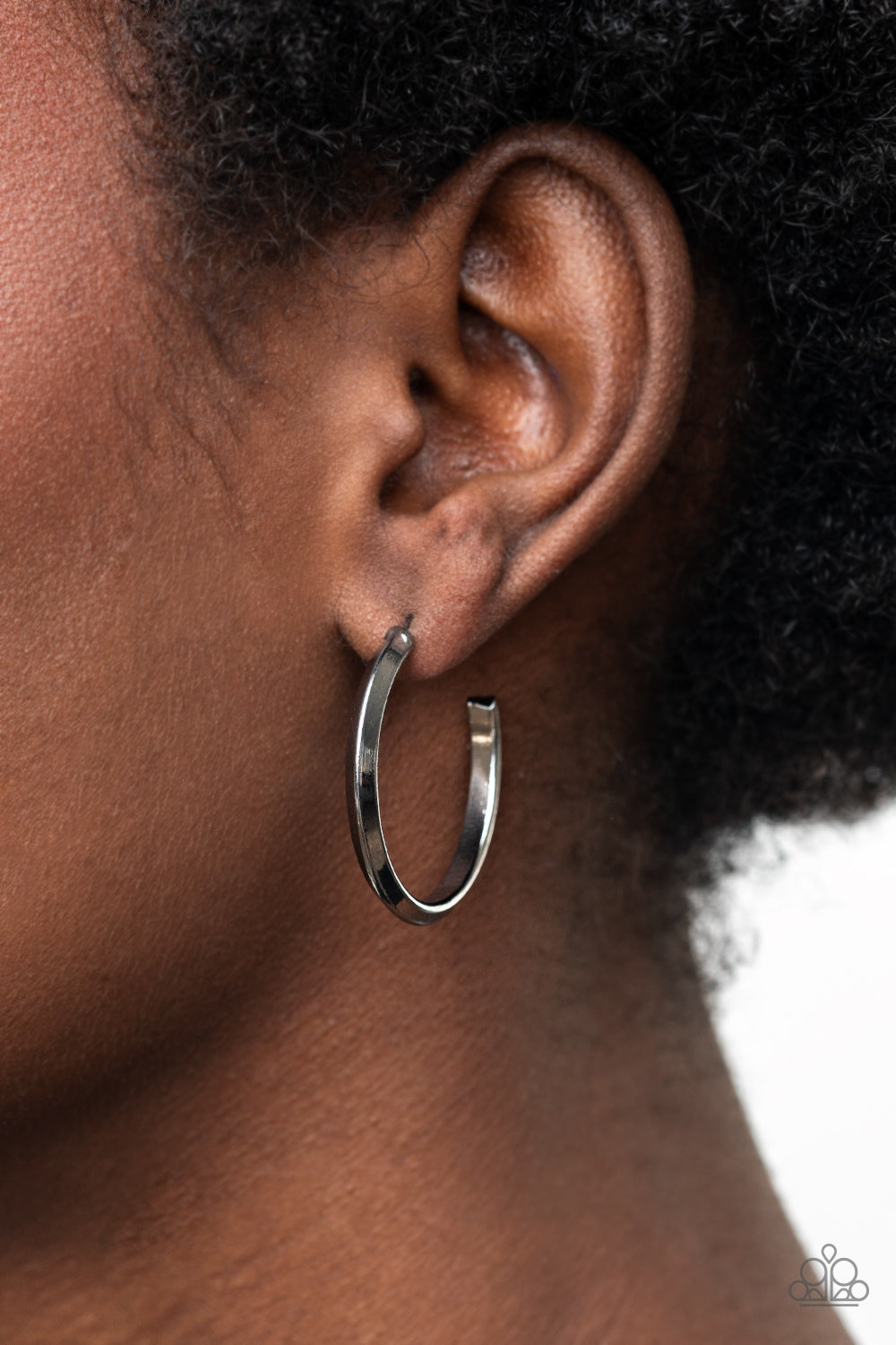 On The Brink - Black Gunmetal Hoop Earring Paparazzi E0192