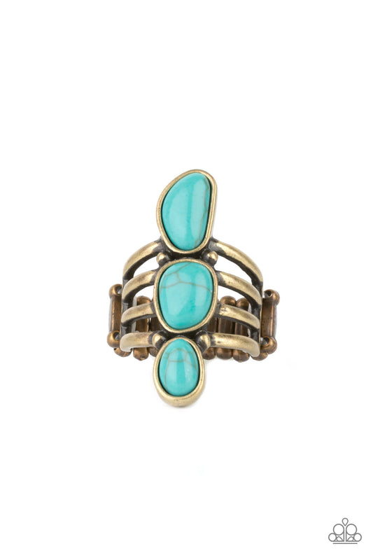 Extra Eco Brass Blue Stone Santa Fe Style Ring Paparazzi R0278