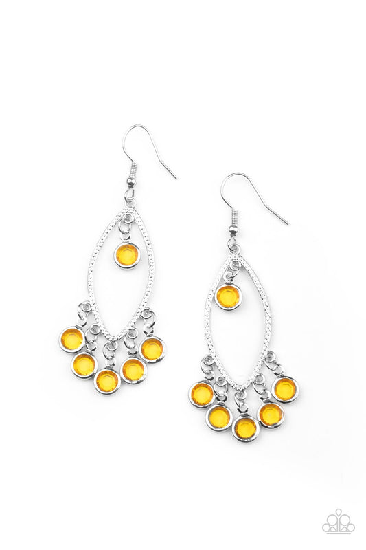 Glassy Grotto - Yellow Earrings Paparazzi E0490