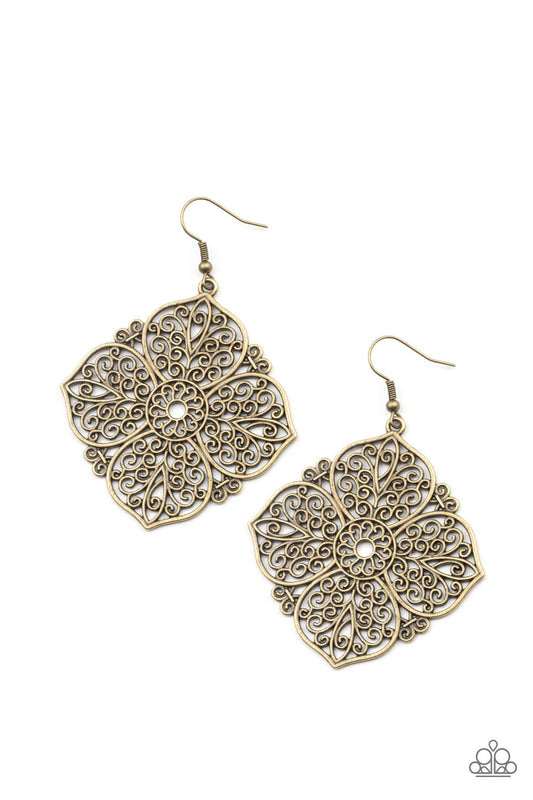 Dubai Detour Brass Earring Paparazzi E0160
