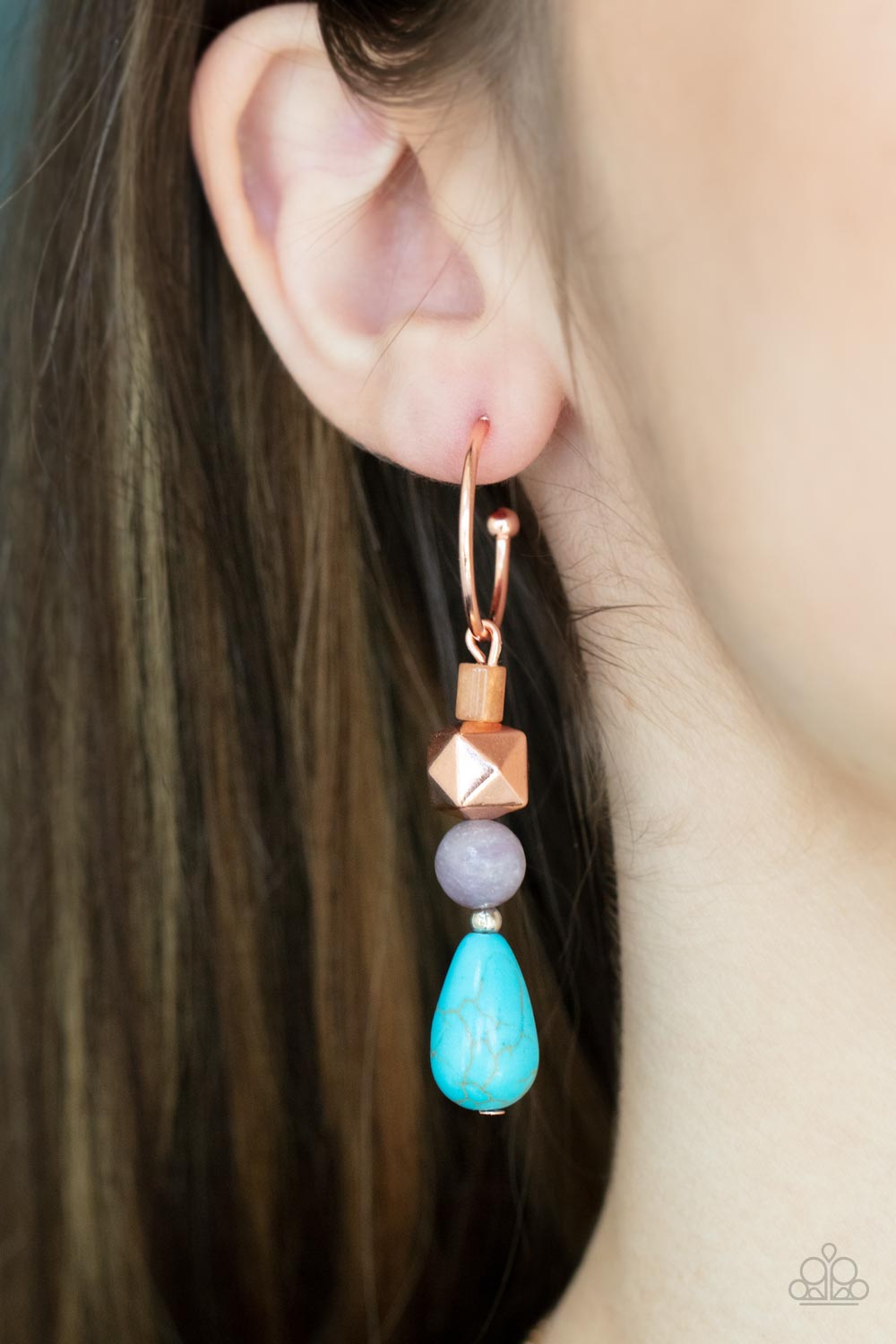 Boulevard Stroll - Copper Earring Paparazzi E0008
