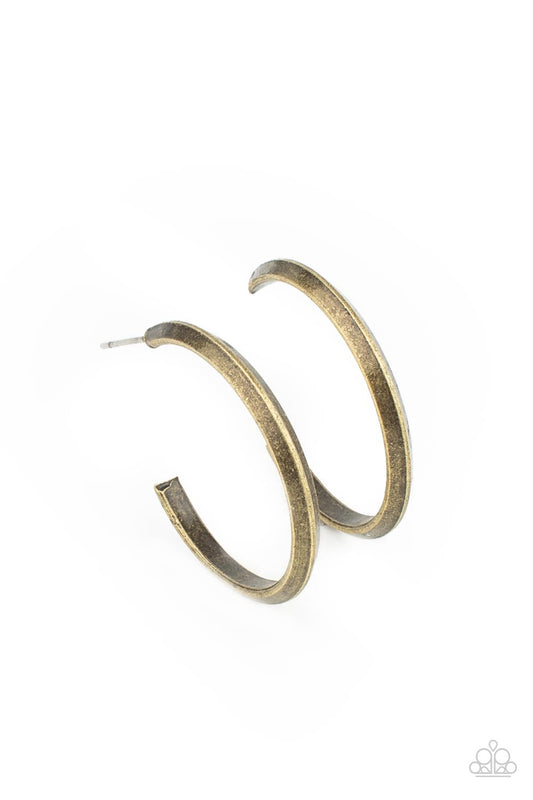 On The Brink - Brass Hoop 1" Earring Paparazzi E0945