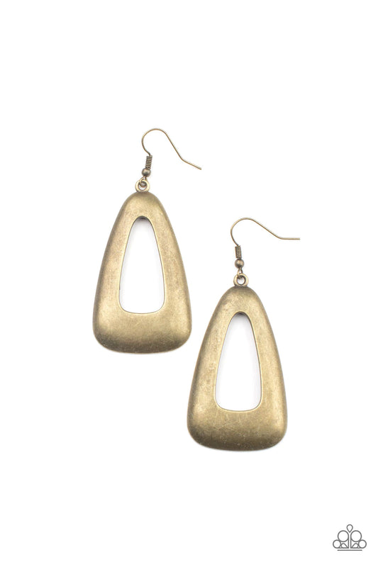 Irresistibly Industrial Brass Earring Paparazzi E0088