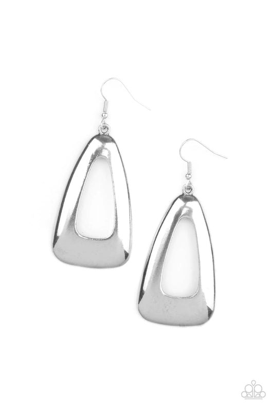Irresistibly Industrial Silver Triangle Earring Paparazzi E0705