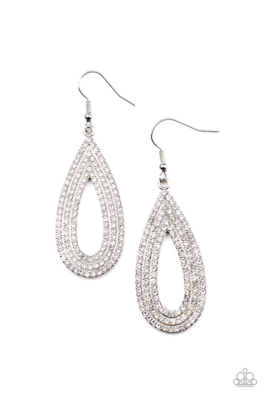Exquisite Exaggeration White Rhinestone Earring Paparazzi E0780