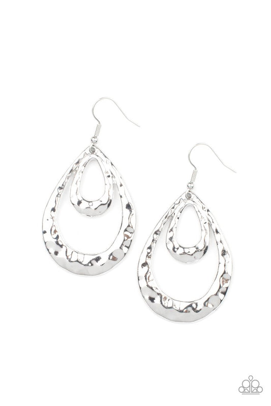 Museum Muse Silver Hammered Earring Paparazzi E0074