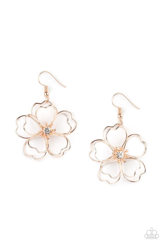 Petal Power Rose Gold flower Earring Paparazzi E0682