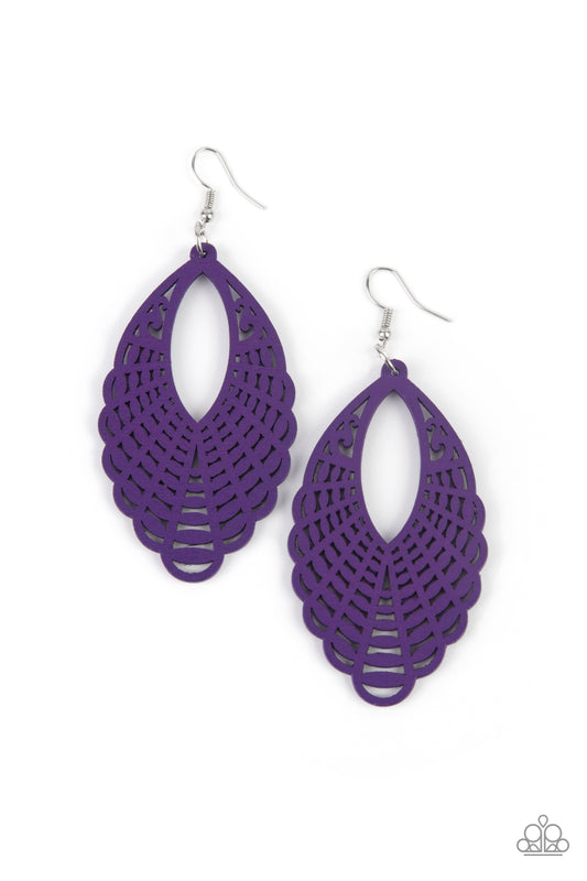 Tahiti Tankini - Purple Wooden Earring Paparazzi E0048