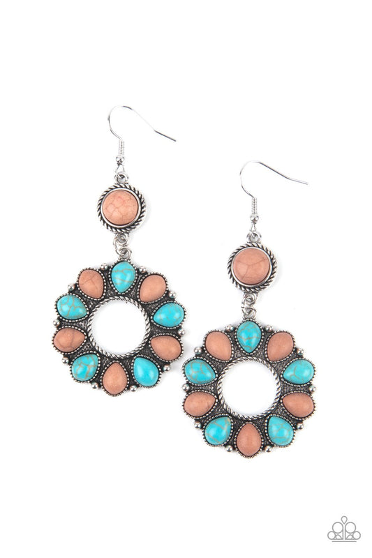 Back At The Ranch Multi Brown And Turquoise Earring Paparazzi E0214