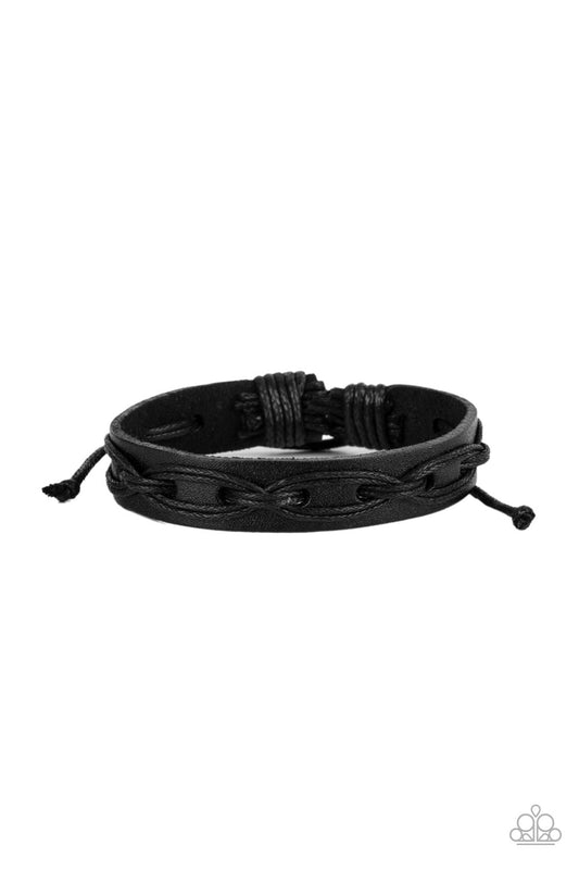 Macho Mystery - Black Leather Urban Bracelet Paparazzi B0043