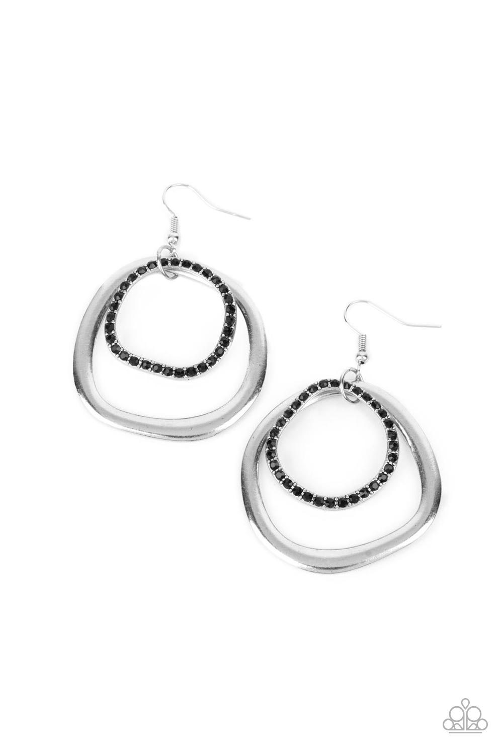 Spinning With Sass - Black Rhinestone Earring Paparazzi E0550