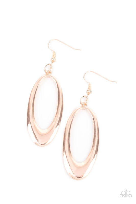 OVAL The Hill - Rose Gold Earring Paparazzi E0493