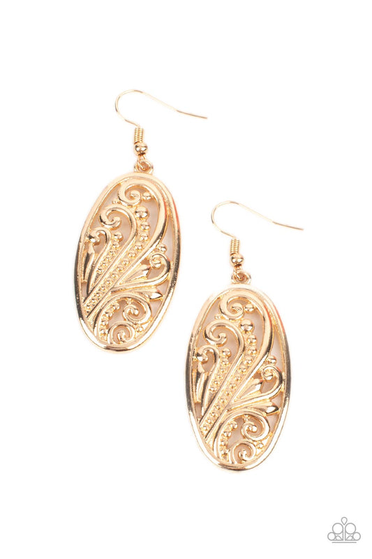 High Tide Terrace Gold Earring Paparazzi E0187
