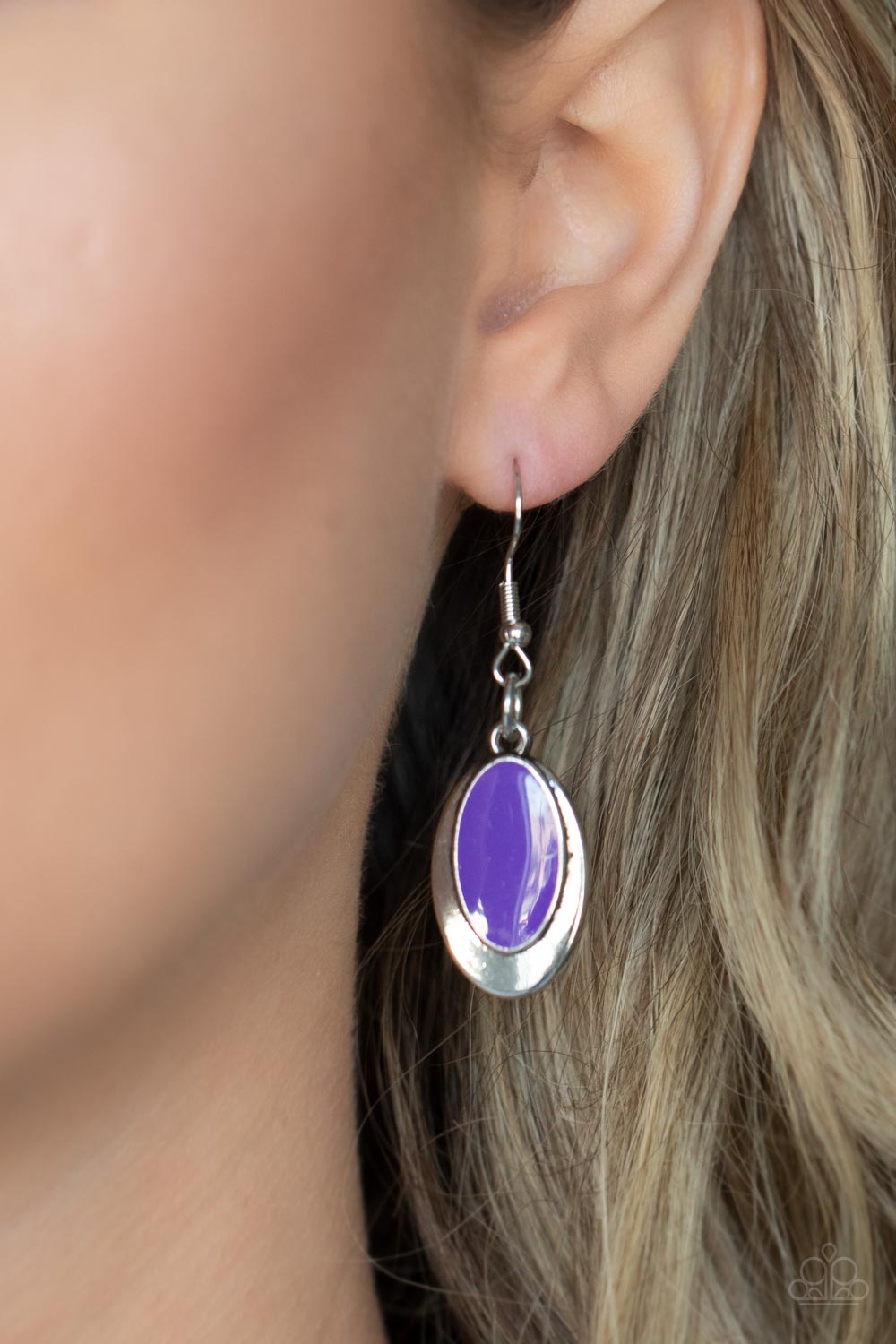 Endless Eclipse - Purple Glossy & Oval Silver Plates Necklace Paparazzi N1935