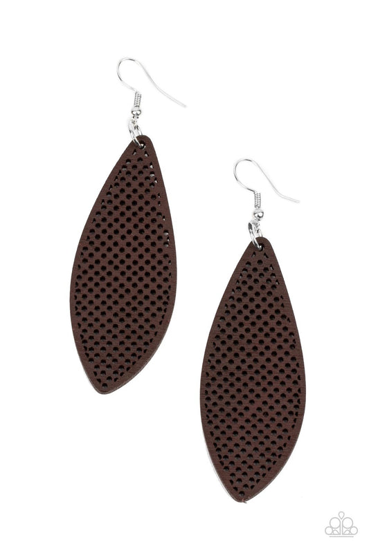 Surf Scene Brown Wooden Earring Paparazzi E0152