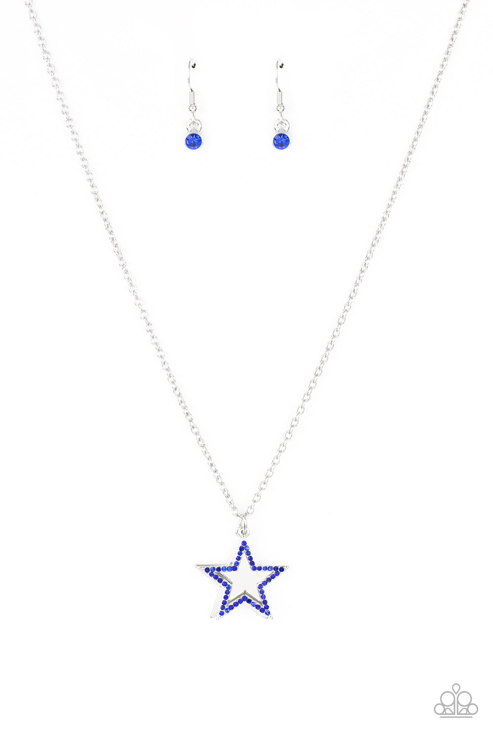 American Anthem - Blue Star Rhinestone Patriotic Necklace Paparazzi N0927