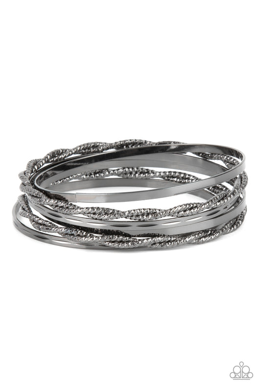 Sensational Shimmer - Black Gunmetal Bangle Bracelets Paparazzi B0759