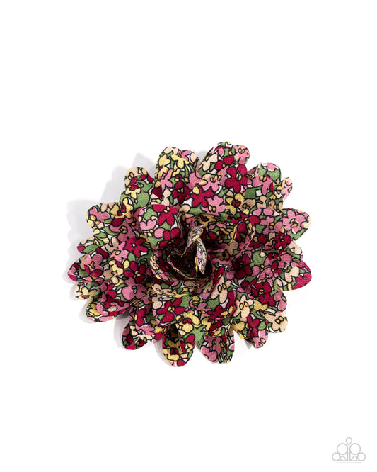 Positively Flower Patch - Pink Multicolored Chiffon Petal Hair Flower Clip Paparazzi H0123