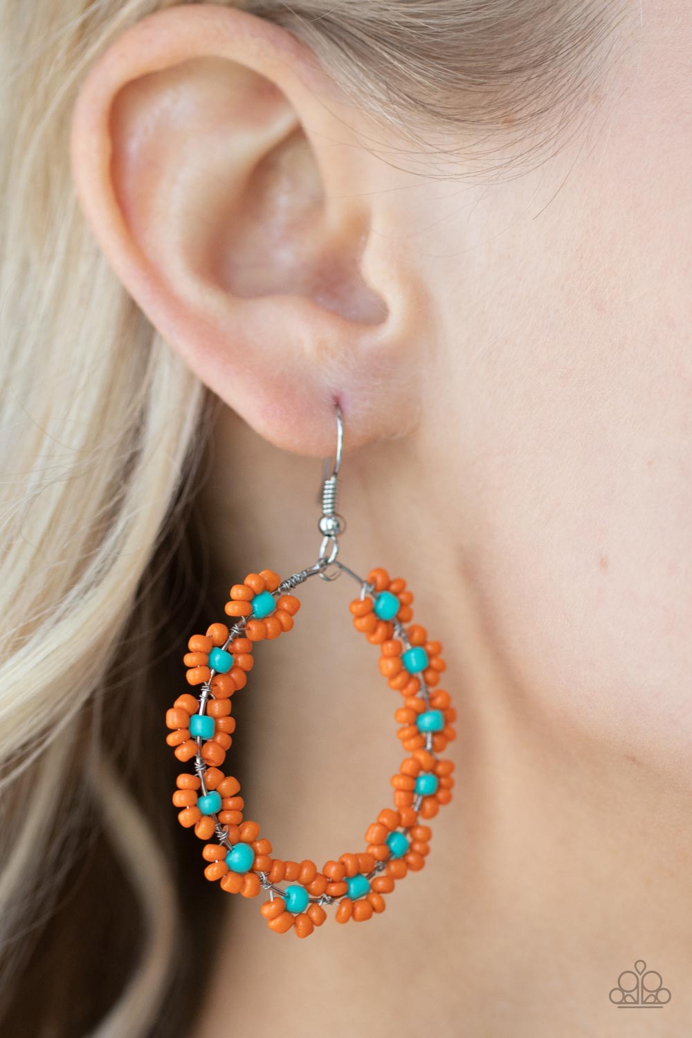 Festively Flower Child - Orange Earring Paparazzi E0258