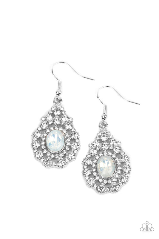 Paparazzi Celestial Charmer - White Rhinestone & Gem Teardrop Earring E0466