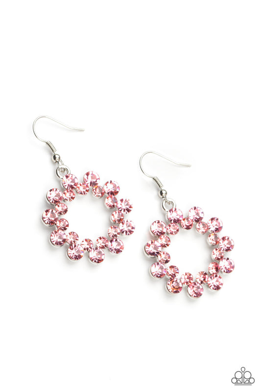 Paparazzi Champagne Bubbles - Pink Rhinestone Earring E0600