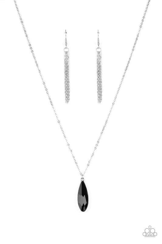 Prismatically Polished Black Teardrop Necklace Paparazzi N0959