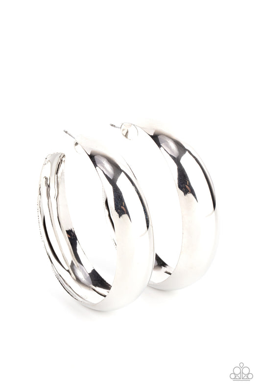 Flat Out Flawless - Silver 2 Inch Hoop Earring Paparazzi E0502