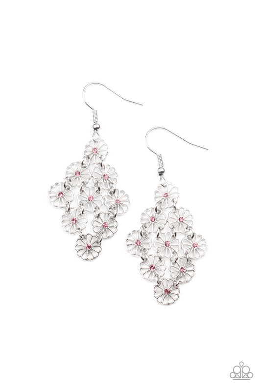 Paparazzi Bustling Blooms - Purple Rhinestone Earring E0644