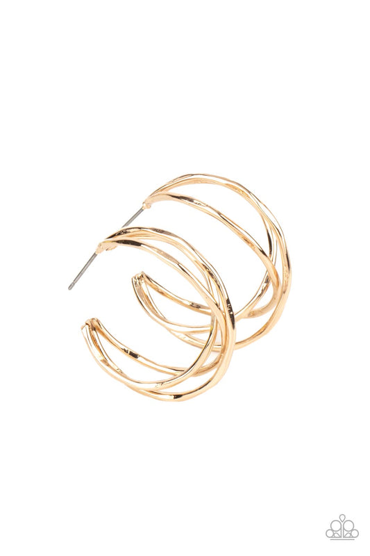 City Contour - Gold Hoop Earring Paparazzi E0388