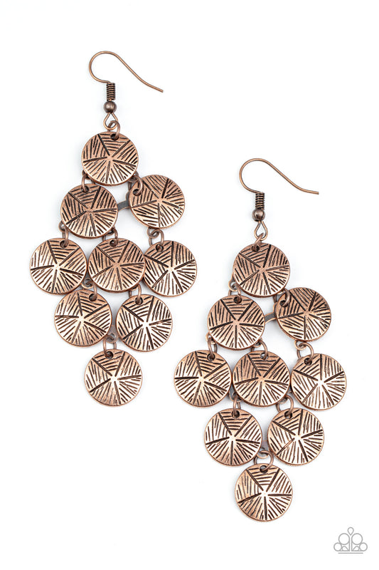 How CHIME Flies - Copper Earring Paparazzi E0575