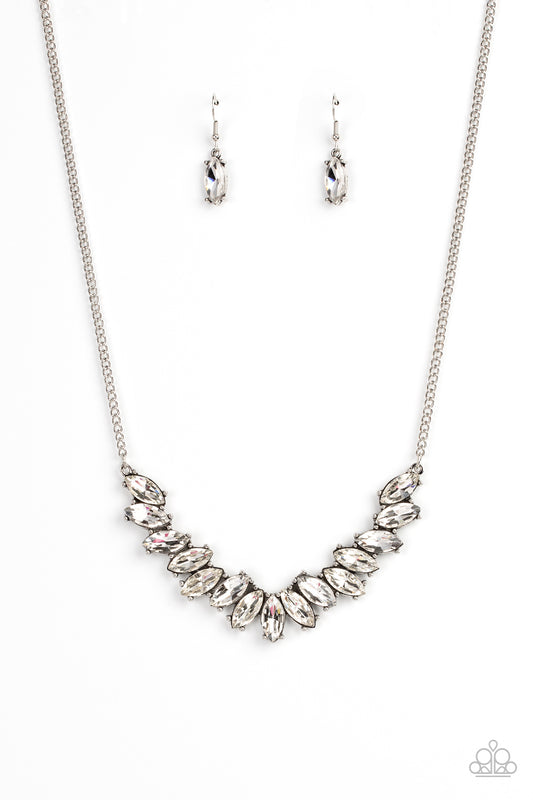 Galaxy Game-Changer - White Rhinestone Necklace Paparazzi N0694