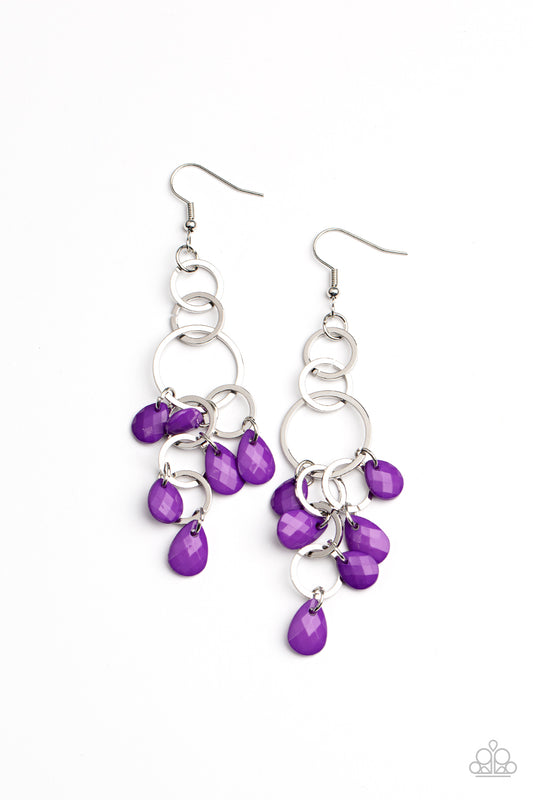 Sandcastle Sunset - Purple Teardrop Chandelier Earring Paparazzi E1446