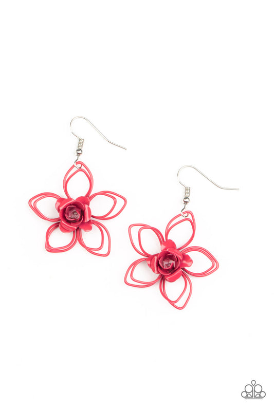 Botanical Bonanza - Pink Flower Earring Paparazzi E0462