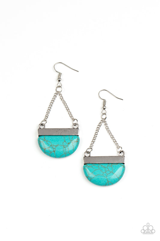 Mesa Mezzanine - Blue Cracked Stone Earring Paparazzi E0384