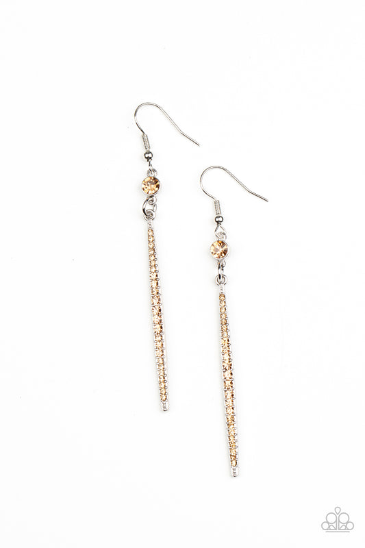 Skyscraping Shimmer - Brown Rhinestone Earring Paparazzi E0577