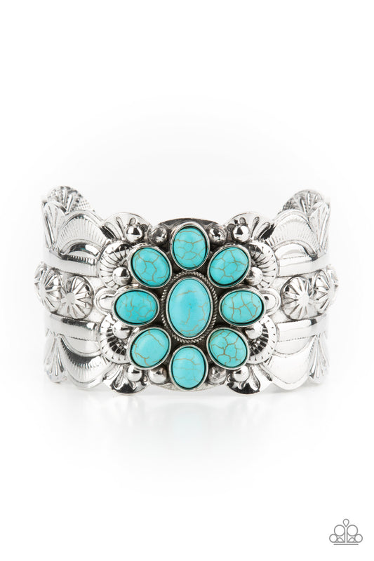 Southern Eden - Blue Cracked Stone Cuff Bracelet Paparazzi B0445