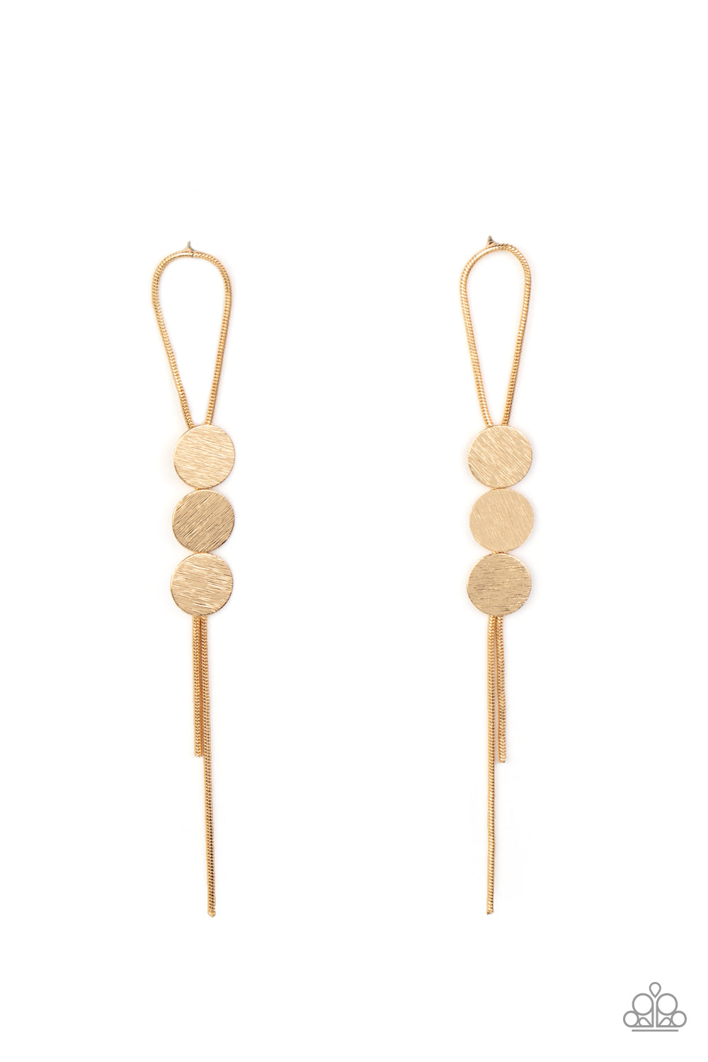 Bolo Beam - Gold Earring Paparazzi E0513