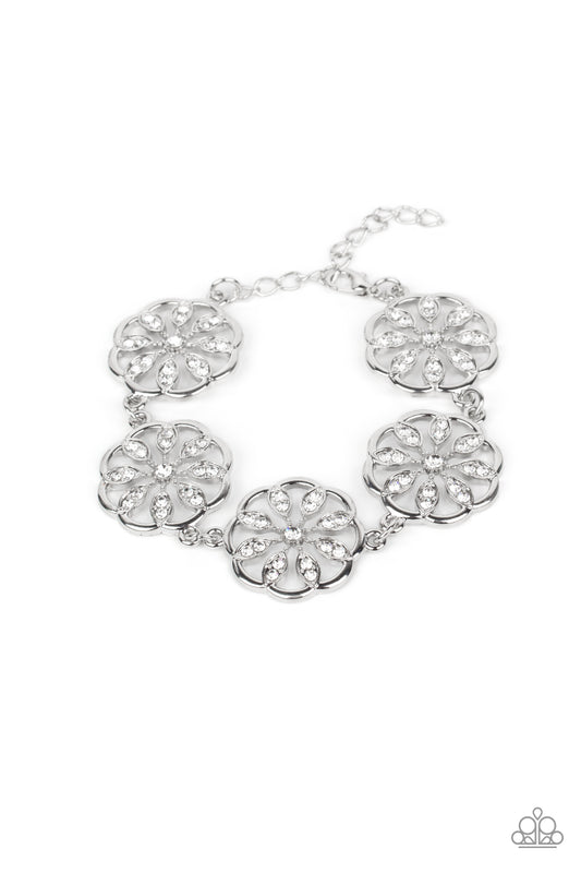 Blooming Bling - White Bracelet Paparazzi B0302