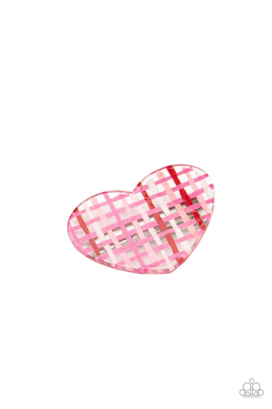 Lover’s Lattice - Multi Red, Pink, & White Heart Hairclip Paparazzi H0122