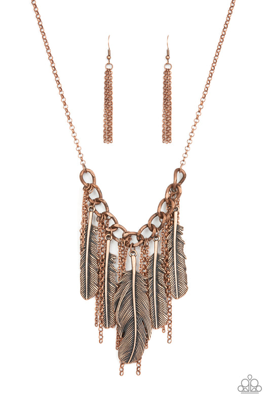 NEST Friends Forever - Copper Feather Necklace Paparazzi N0667