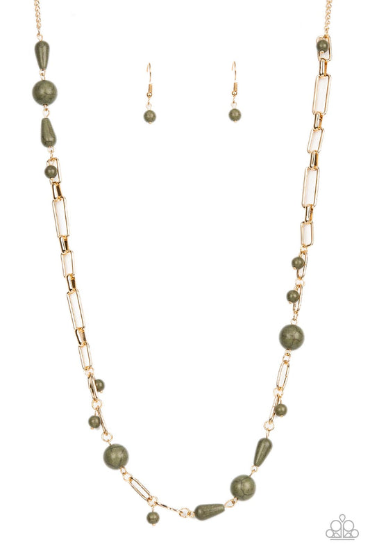 Desert Journey - Green Olive Branch Stone Bead Santa Fe Style Necklace Paparazzi N1331